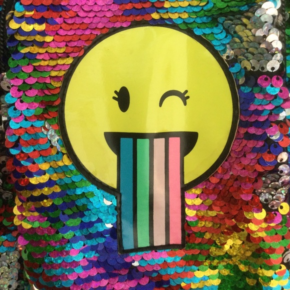 JUSTICE MINI BACKPACK RAINBOW FLIP SEQUINS SNAP CHAT SHIMMERING SUPER CUTE!!! - Picture 4 of 8